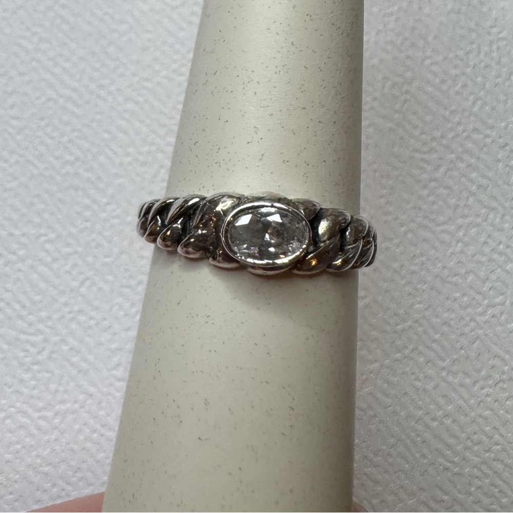 Vintage 925 Silver Cuban Ring with Clear polish quartz